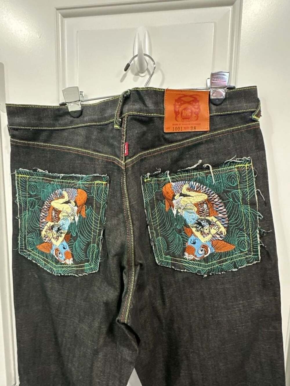 RMC Red Monkey Company Lot 1001 Embroidered Koi Fish Japanese Selvedge Denim